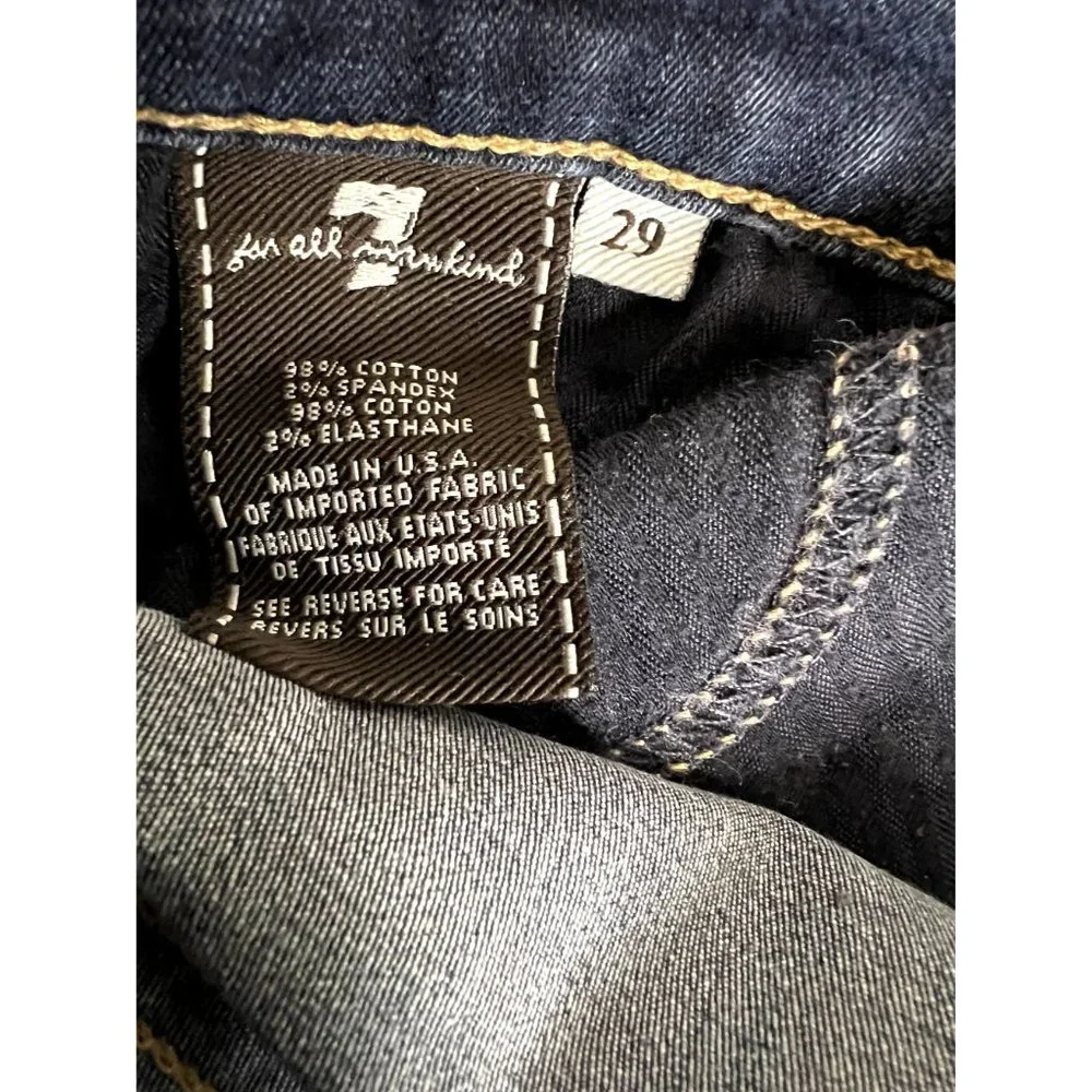 7‎ For All Mankind The Skinny Dark Wash Indigo Stretch Jeans Womens Size 29
